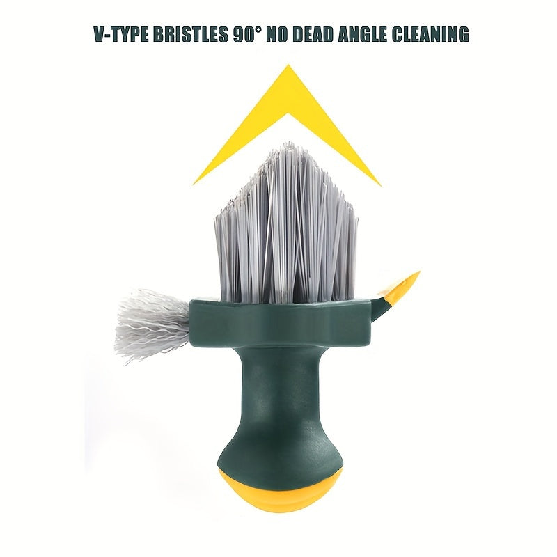 2-in-1 cleaning brush, multifunctional crevice brush, floor brush, floor brush, bathroom corner crevice, toilet cleaning brush, green/white, 1pc, with scraping strip, durable material, for household crevice cleaning
