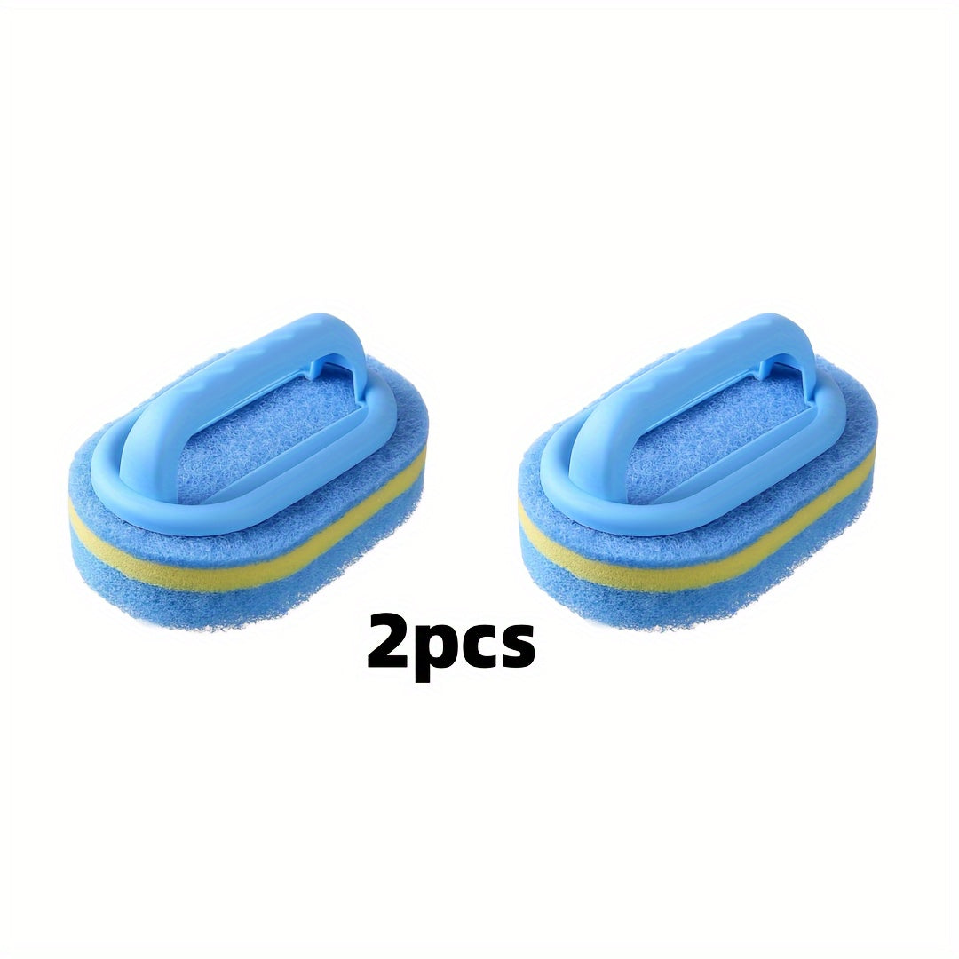 4pcs/2pcs Sponge Eraser Tub and Tile Cleaner with Handle - Powerful Scrubber for Kitchen, Pool, Dishwashing and Cleaning