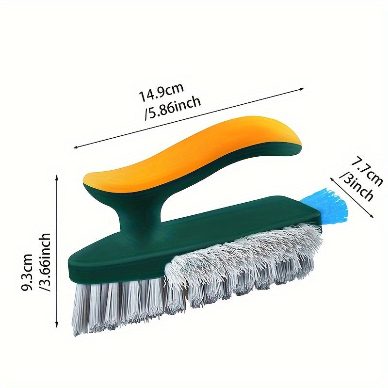 2-in-1 cleaning brush, multifunctional crevice brush, floor brush, floor brush, bathroom corner crevice, toilet cleaning brush, green/white, 1pc, with scraping strip, durable material, for household crevice cleaning